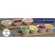 Porcelain Serving Set with Bamboo Trays